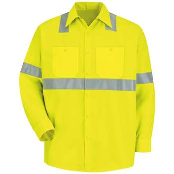 Red Kap Men's Hi-Visibility Long Sleeve Work Shirt - Type R, Class 2