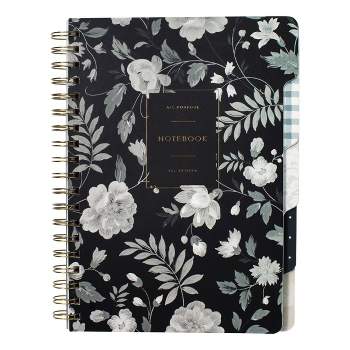 Fringe 180pg Ruled Notebook 10"x7.5" Spiral Tab Dark Floral