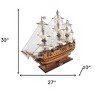 HomeRoots 27" Wood Brown Solid Wood Hand Painted Model Boat Tabletop Sculpture - 3 of 3