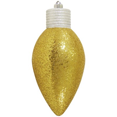 Christmas by Krebs 12" Gold and Silver Shatterproof Glitter C9 Light Bulb Christmas Ornament