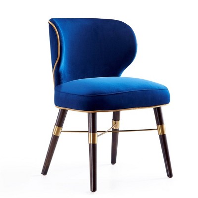 Strine Velvet Dining Chair Royal Blue - Manhattan Comfort: Upholstered ...