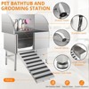 Dog Bath Tub, Dog Washing Station Stainless Steel - Leak-Proof Grooming Tub with Folding Ramp Non-Slip Grate Faucet Sprayer Drain Kit - 2 of 4