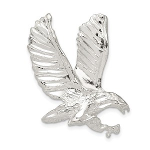 Black Bow Jewelry Sterling Silver Diamond Cut Eagle Slide Pendant, 38mm - 1 of 4