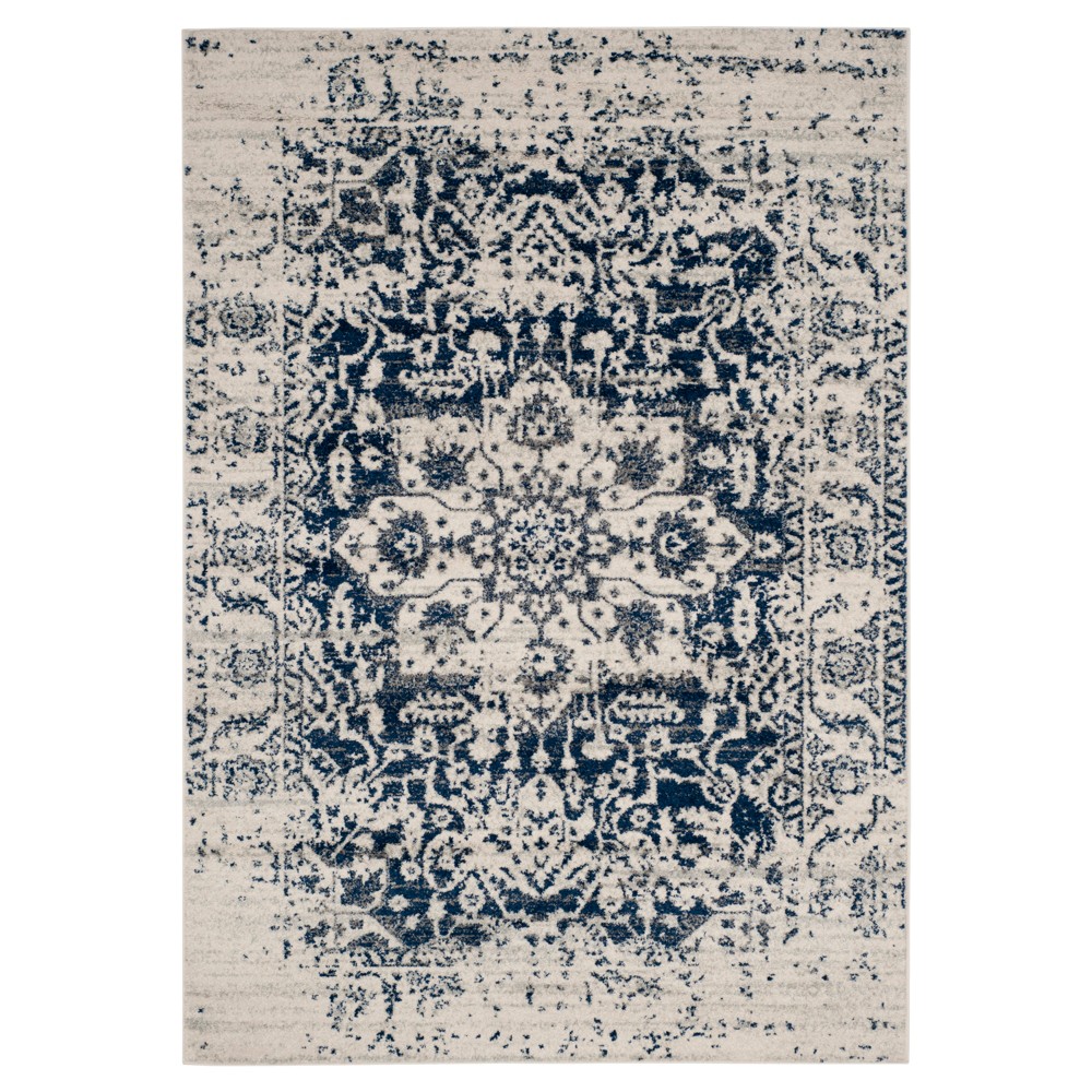 Cream/Navy Botanical Loomed Area Rug - (5'1inx7'6in) - Safavieh
