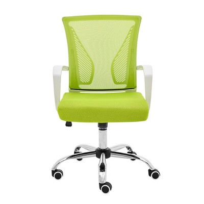Zuna White/Lime Mesh Mid-Back Swivel Task Chair