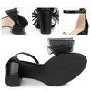 BLISSFUL STEP Women's Bow Tie Ankle Buckle Strap Chunky High Heels Sandals - 3 of 4