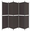 vidaXL 6-Panel Room Divider - Versatile, Breathable, and Durable 100% Polyester Fabric - Foldable Design with 2.4" Middle 2 Bars Distance - Brown - 4 of 4