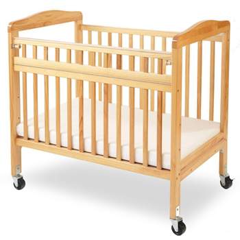 L.A. Baby Mini/Portable Non-folding Wooden Window Crib with Safety Gate - Beige
