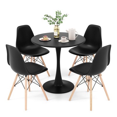 Tangkula 5PCS Dining Set Modern Round Dining Table 4 Chairs for Small Space Kitchen