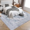 Washable Vintage Oriental Rug Non Slip Low Pile Rug Soft Throw Floor Cover Retro Medallion Indoor Carpet for Living Room Bedroom - 4 of 4