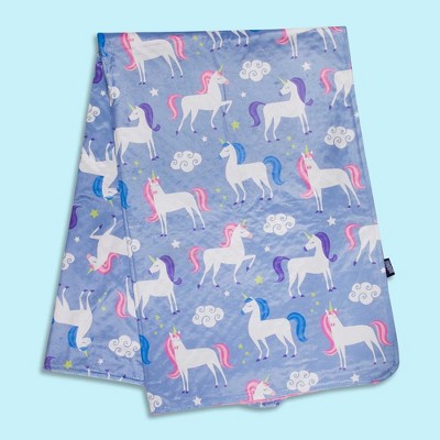 Unicorn Print Pink and Purple Plush Throw Blanket for Kids