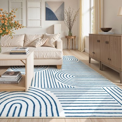 Lahome Abstract Washable Rugs Non Slip Soft Living Room Rugs Ultra-Thin Rainbow Bedroom Rug Non Skid Rug Backing Accent Carpet for Room Office