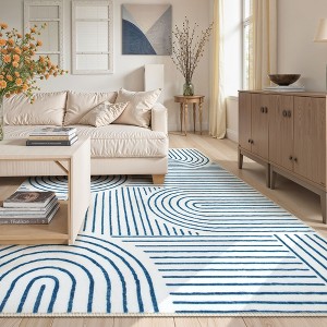 Lahome Abstract Washable Rugs Non Slip Soft Living Room Rugs Ultra-Thin Rainbow Bedroom Rug Non Skid Rug Backing Accent Carpet for Room Office - 1 of 4