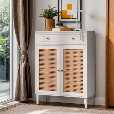 Hommoo Wooden Storage Cabinet Sideboard with Adjustable Shelves and Drawer