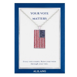Anna-Kaci American Flag Pendant Necklace with Patriotic Gift Message Card & Envelope Jewelry Gifts - 1 of 4