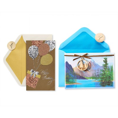 2ct Cards Glitter Balloons and Mountain Range - PAPYRUS