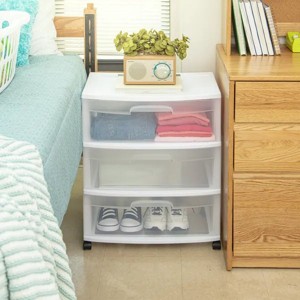 Wide 3 Drawer Cart White - 1 of 4