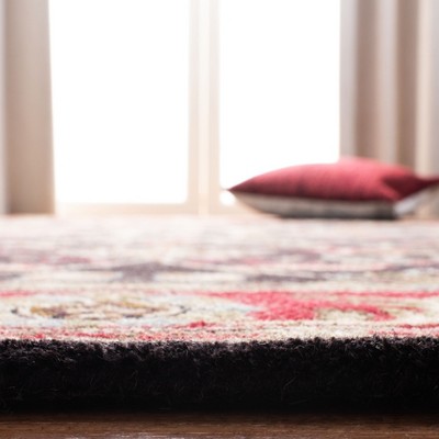 Hand-Tufted Chocolate and Red Wool Runner Rug, 2'3" x 10'