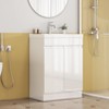 Gulches 24 in 1 Sink Bathroom Vanity Glossy White Bath Vanity with White Ceramic Top 2 Soft-Close Doors Handle-Free - 2 of 4
