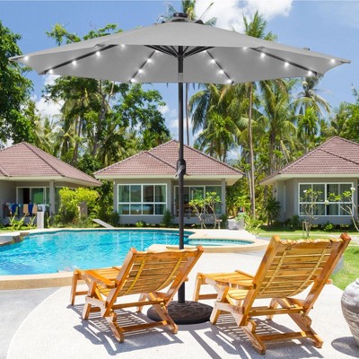 Sonkuki 9 ft LED Round Solar Lighted Patio Market Umbrella