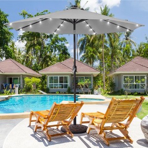 Sonkuki 9 ft LED Round Solar Lighted Patio Market Umbrella - 1 of 4