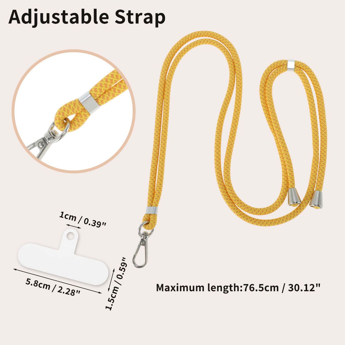 Unique Bargains Phone Chain for Standard Mobile Phone Case Phone Lanyard Yellow Orange Mesh 1 Pc - thumbnail 2