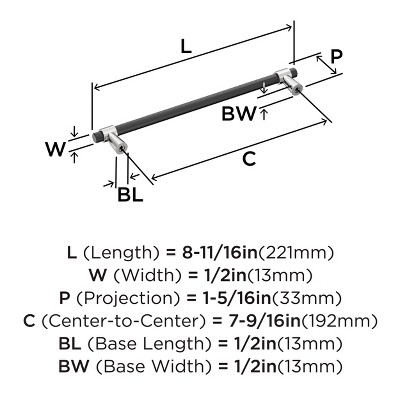 Matte Black and Polished Chrome 7-9/16" Bar Pull