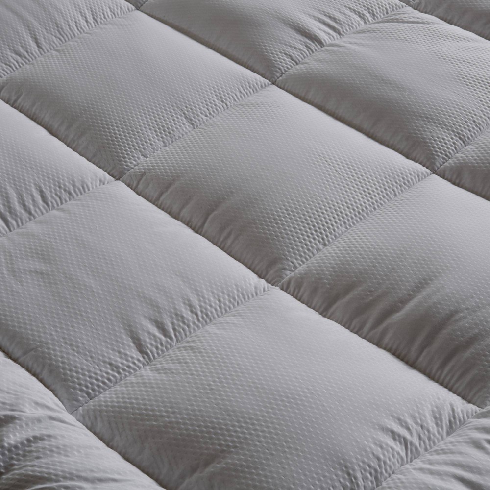 Twin XL Quilted Ultra Loft Down Alternative Mattress Pad Topper Light Gray - Isla Jade: Breathable, Secure Fit, OEKO-TEX Certified