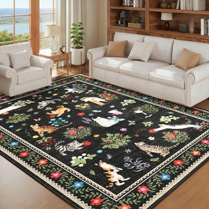 Area Rugs for Living Room, Cat Print Rug Washable Rugs, Non Slip Stain ...