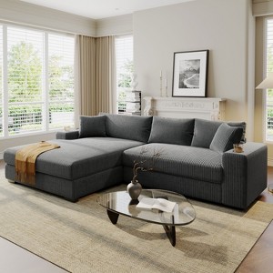 L-Shaped Sectional Sofa Modular Corner Sofa Sleeper Sofa Couch Louge Sofa with Cup Holders & Charging Ports - ModernLuxe - 1 of 4