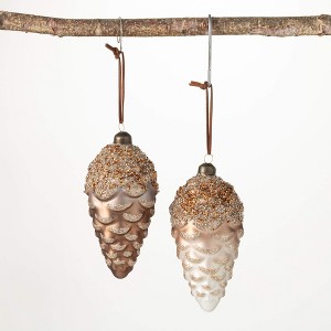 6.5"H Sullivans Vintage Pinecone Ornament - Set of 2  Gold Christmas Ornaments - 1 of 4
