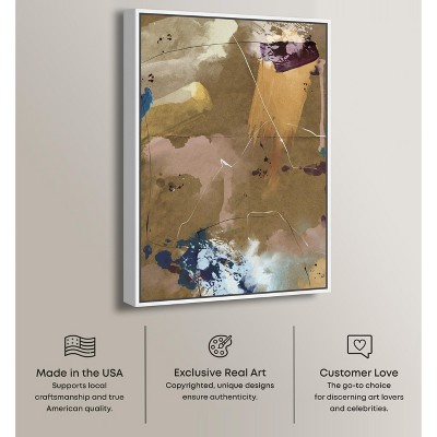 Elevated Sands Abstract Brown and Blue Canvas Wall Art with White Frame