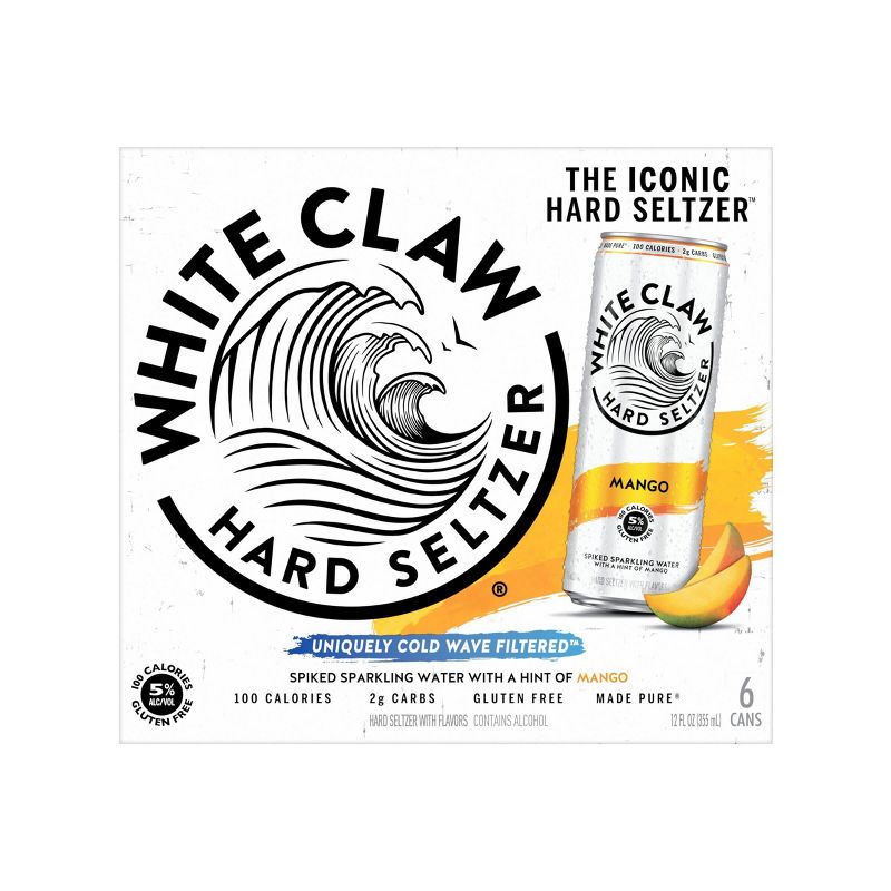 White Claw Mango Hard Seltzer - 6pk/12 fl oz Slim Cans, 3 of 9