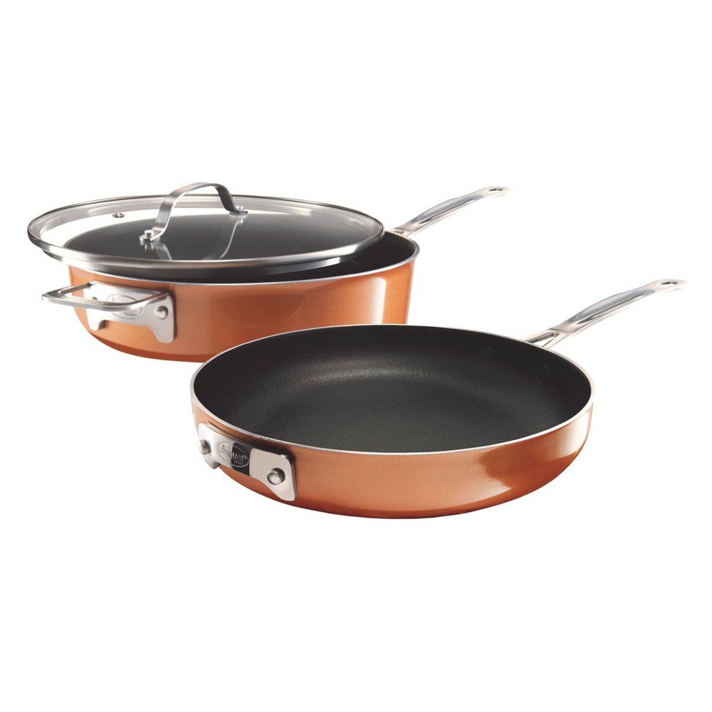 Photos - Pan Gotham Steel Cast Textured Copper 3pc Stacking Cookware Set