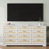 12 Drawer Dresser for Bedroom, Modern Rattan Chest of Drawers, Wood Storage Organizer with Drawers and Handles, for Nursery, Entryway, Living Room - 4 of 4