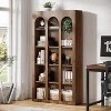 ORRD Farmhouse Arched Bookcase, 70.87" Tall 5-Tier Rustic Brown Storage Shelf with Closed Back & Anti-Tip Kit for Living Room & Office - 3 of 4