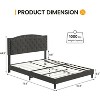 Full Size Bed Frame, Velvet Upholstered Bed Frame, with Adjustable Headboard, Wood Slat Support, Noise-free, No Box Spring Needed, Dark Gray - 2 of 4