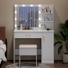 WAYES Makeup Vanity Set with Lighted Mirror, Charging Station, and Storage Stool - 3-Foot Vanity Desk for Bedroom, White - 3 of 4