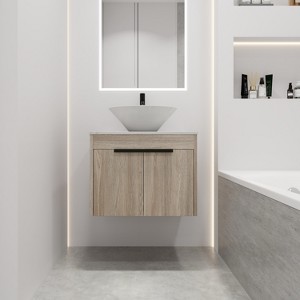 GDFStudio Broderick 24" Wall Mounted Wood Bathroom Vanity with Ceramic Sink - 1 of 4
