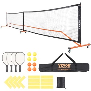 VEVOR Pickleball Net Set, 22FT Regulation Size Portable Pickleball System with Bags, Balls, Paddles, Wheels, and Court Lines, Metal Frame - 1 of 4