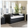 Twin Frank Modern and Contemporary Faux Leather Button Tufting Sofa Daybed with Roll Out Trundle Guest Bed Black - Baxton Studio: - 4 of 4
