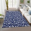 Small Floral Pattern Carpet, Modern Leaf Print, Machine Washabl - 2 of 4