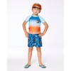 Deux par Deux Boy Short Sleeve Rashguard Navy Blue, Turquoise, and Orange - 3 of 4