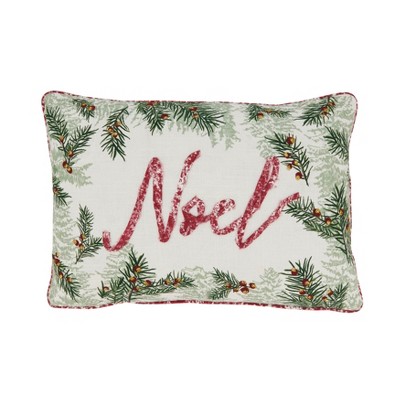 Saro Lifestyle Seasonal Serenity Noel Poly Filled Throw Pillow, 12"x18", Multicolored