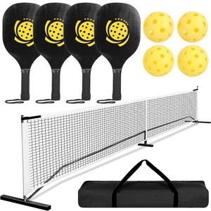 iMountek"Portable 22ft Pickleball Net Set with 4 Paddles, 4 Balls & Carrying Bag for Backyard or Driveway"Black - 1 of 4