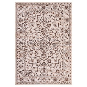 Boho Area Rugs, Modern Machine Washable Area Rug for Living Room Bedroom, Ultra Thin Low Pile Floral Rug, Soft Carpet with Non Slip Backing - 1 of 4