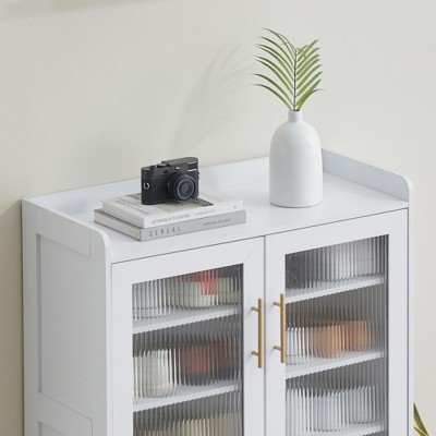 5-Tier Entryway Shoe Storage Cabinet with Glass Doors