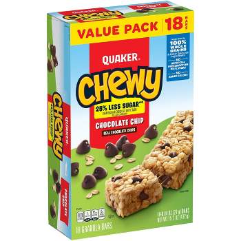 Quaker Chewy Reduced Sugar Chocolate Chip Granola Bars - 15.2oz/18ct