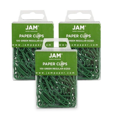 JAM Paper Colored Standard Paper Clips Small 1 Inch Green Paperclips 2183752B