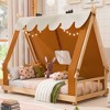Okak Twin/Full House-Shaped Floor Canopy Beds with Tent & Light Decor,Platform Bed Frame for Kids,Teens,No Spring Box Needed - 2 of 4